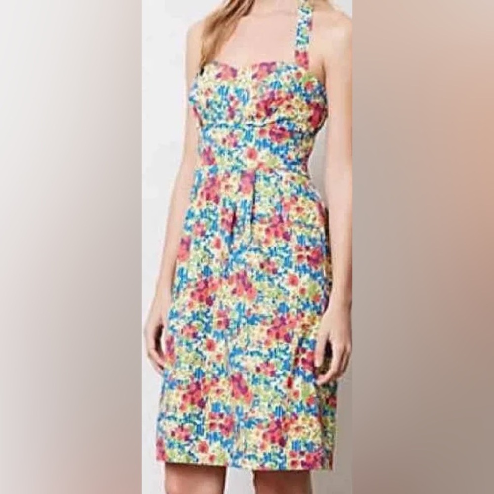 Anthropologie Girls From Savoy 6 Garden Party Midi Dress Retro Strapless Floral